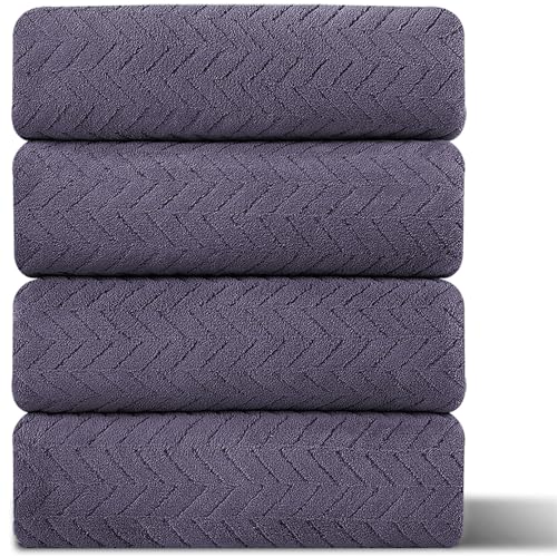 4 Pack Large Bath Towels Set 35×70 Black Oversized Bath Sheet Chair Towels, 600 GSM Ultra Soft & Absorbent Towels for Bathroom, Quick Dry Towel for Gym Hotel Camp Pool