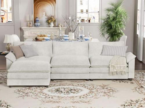 YESHOMY Sectional Modular Sofa U Shaped Chenille Fabric Couch with High Supportive & Soft Sponges and Removable Ottoman, Sleeper Comfy Upholstered Furniture for Living Room, Grey - Image 24