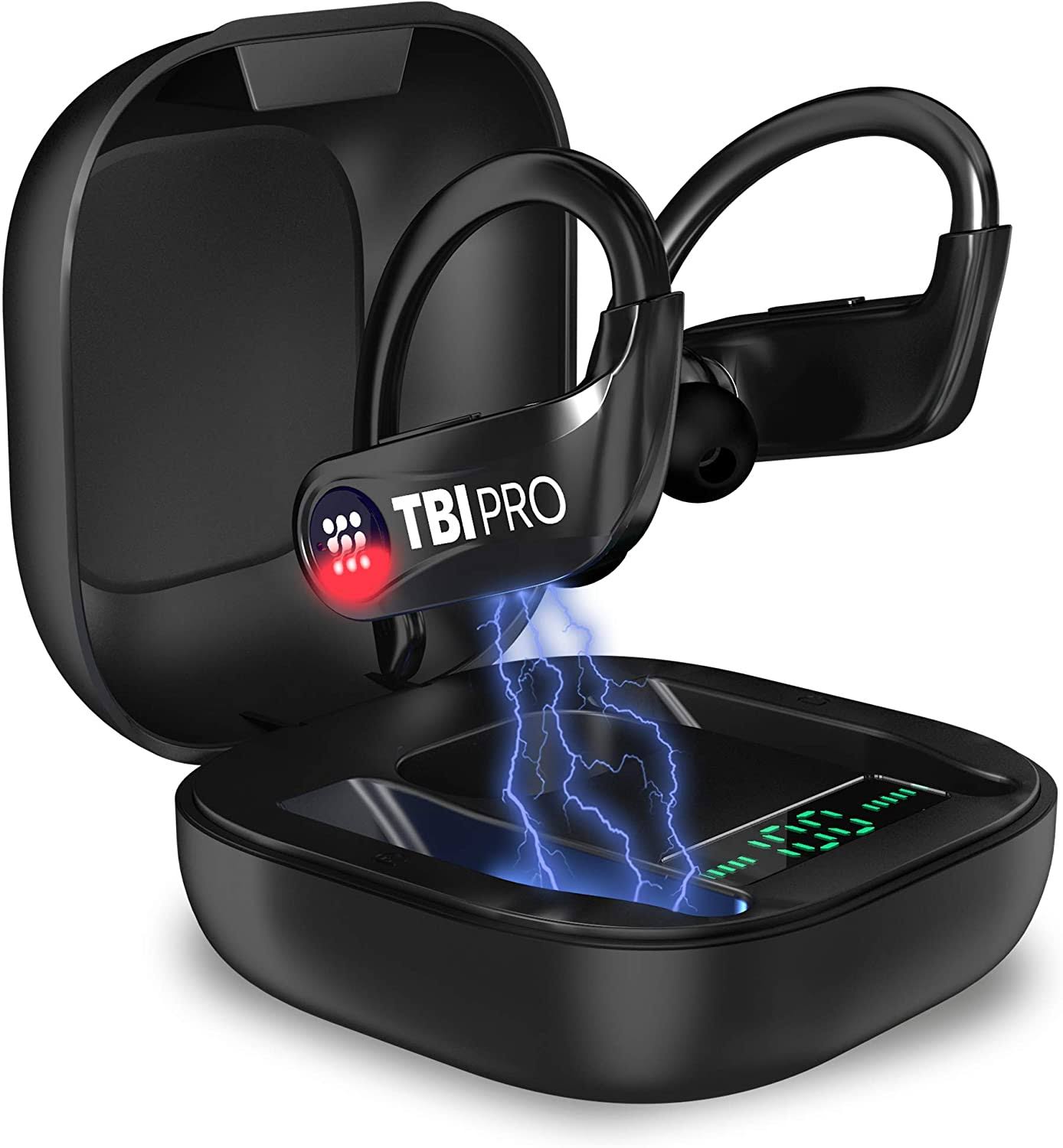 TBI Pro PowerPro5989 Wireless Bluetooth Earbud Headphones with Mic, Black
