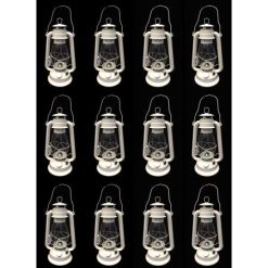 Shop4omni Lot of 12 – 12 inch White Hurricane Kerosene Lantern Light Table Decorative Lamp
