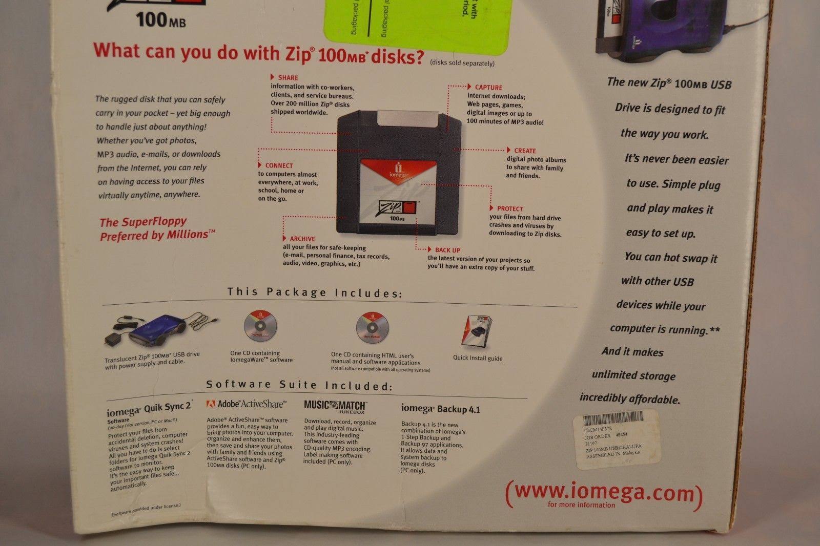 Iomega Zip 100 MB USB External Zip Drive with USB, Power Cord and 3 100Mb Discs - Image 10