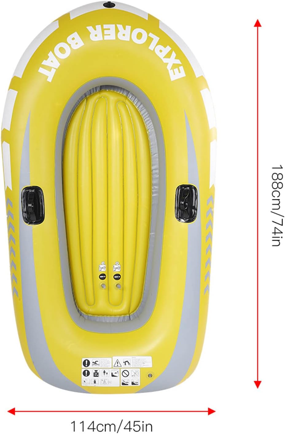 Inflatable Kayak Boat, Heavy Duty Inflatable Canoe Yellow Inflatable Kayak with Two Paddle Mounts Double Valve Design for 2 Person PVC Air Boat - Image 3