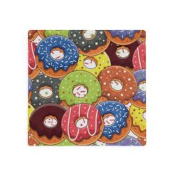 Donuts Square Coasters for Drinks 4 Packs, Absorbent Heat-Resistant Ceramic Stone Coaster Desktop Protector with Cork Base for Kitchen Bar Home Decor, 3.9 Inch