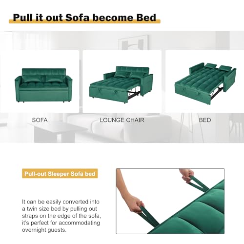 3 in 1 Sleeper Sofa Bed, Futon Sofa Bed for Living Room with Side Pocket, Black Sleepers Sofa Couch with Pullout Bed, Convertible Love Seat Sleepers Bed for Living Room, Bedroom, Small Space - Image 8