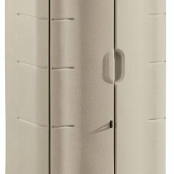 Rubbermaid Vertical Resin Weather Resistant Outdoor Storage Shed, 2×2.5 ft., Olive and Sandstone, for Garden/Backyard/Home/Pool