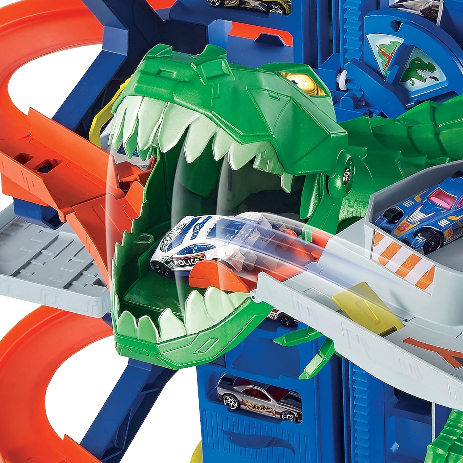 Hot Wheels City Robo T-Rex Ultimate Garage, Multi-level Multi-Play Mode, Stores 100 Plus 1:64 Scale Cars, Gift Idea for Kids 3 and Older - Image 4