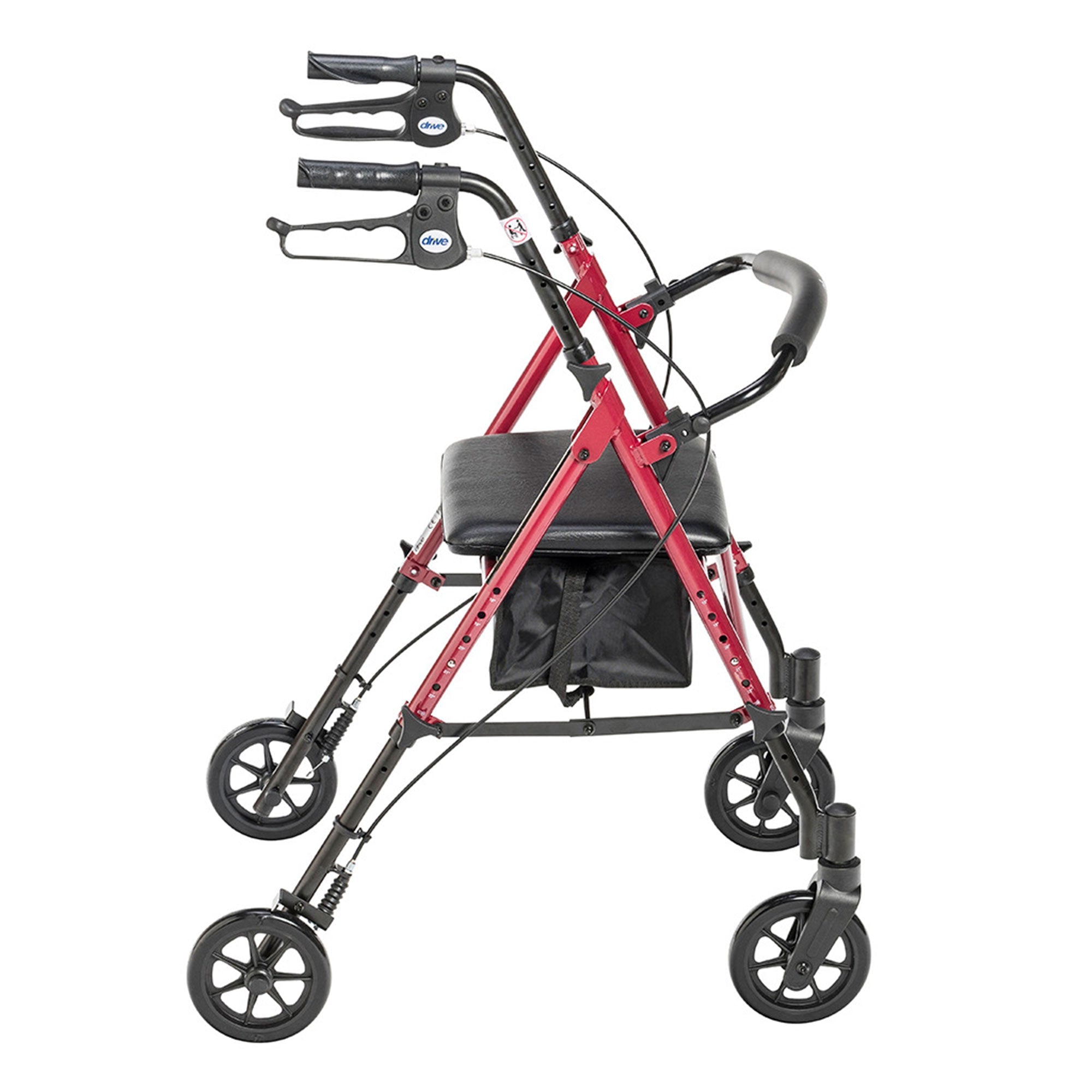 Drive Medical Adjustable Height Aluminum Frame Rollator with 6 Inch Casters, Red?? Last Day For Clearance - Image 2