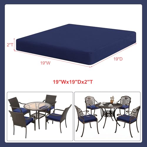 Favoyard Outdoor Chair Cushion Set of 4 Rainproof & Color Fade Resistant 19 x 19 x 2 in Square Corner Patio Furniture Cushions with Waterproof Hidden Zipper Attach Ties for Dining Table Chairs Seats - Image 28