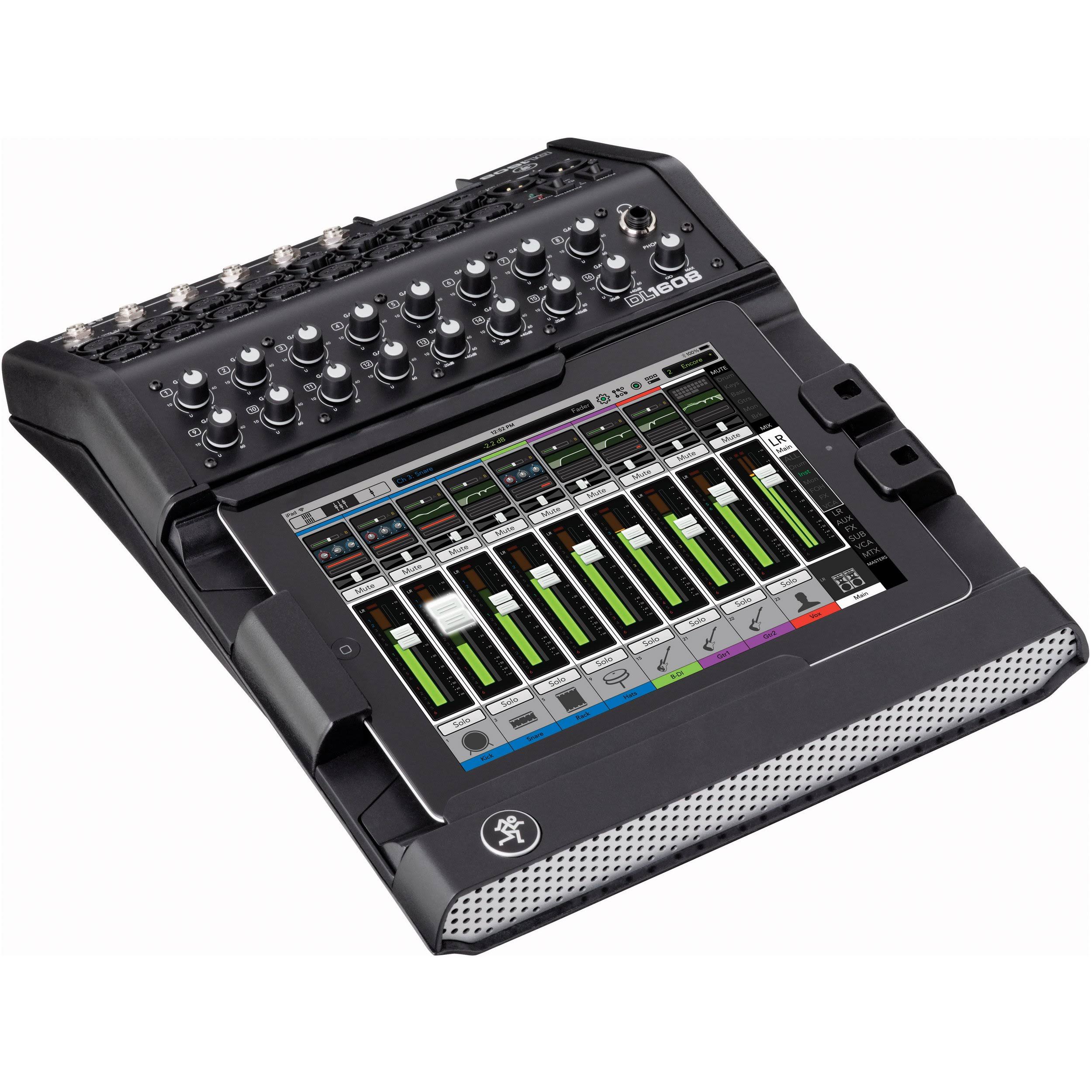 Mackie DL1608 Lightning 16-Ch. Mixer w/lPad Control+Bag+iPad Tray Kit+
