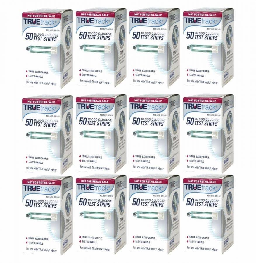 Truetrack Blood Glucose Test Strips 12 Boxes of 50 (600 Count)