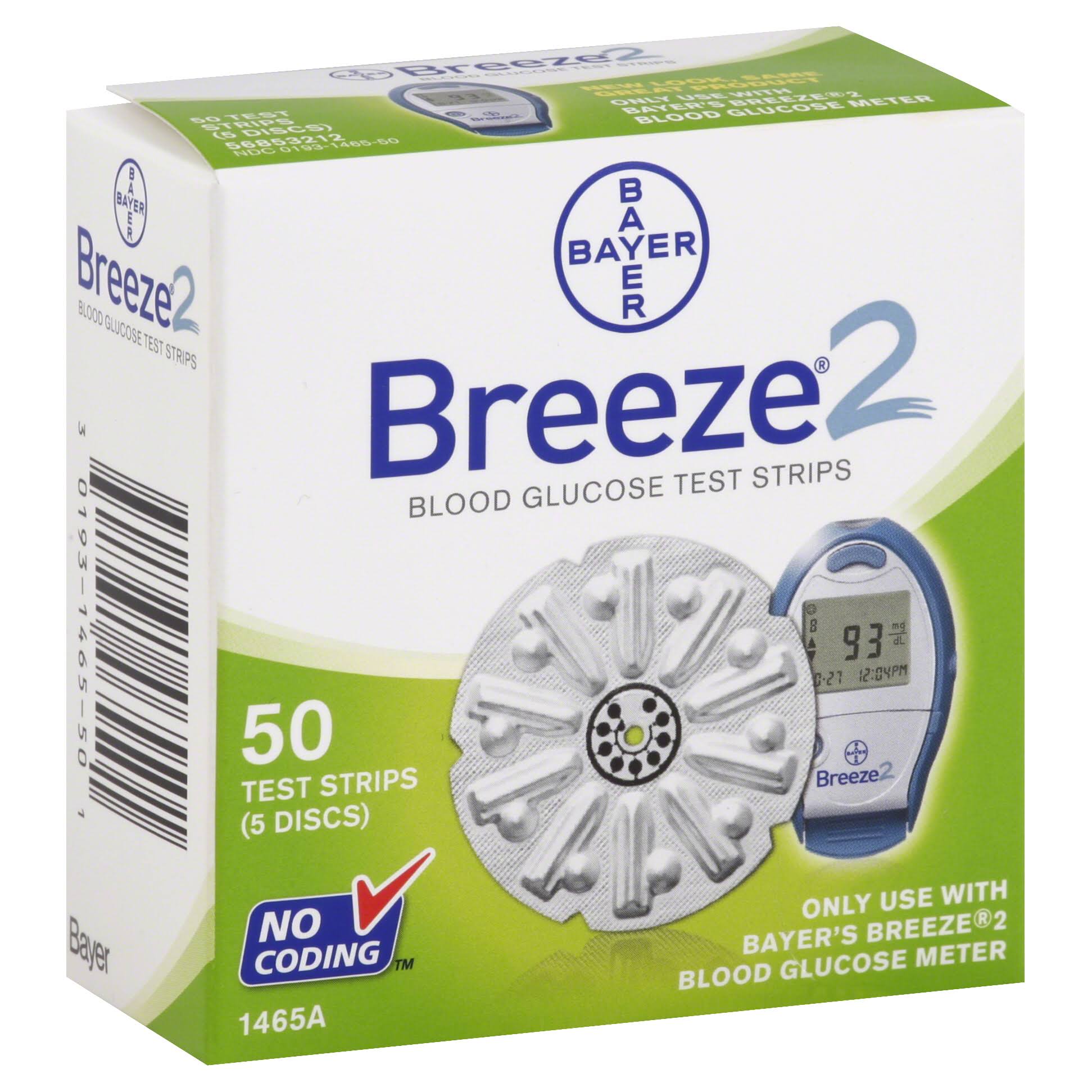 Bayer Breeze 2 Blood Glucose Test Strips 50 strips - Image 2