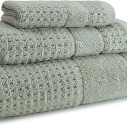 Kassatex Turkish Hammam Collection Towels, 3 Piece Set – Misty Sage Pack of 2