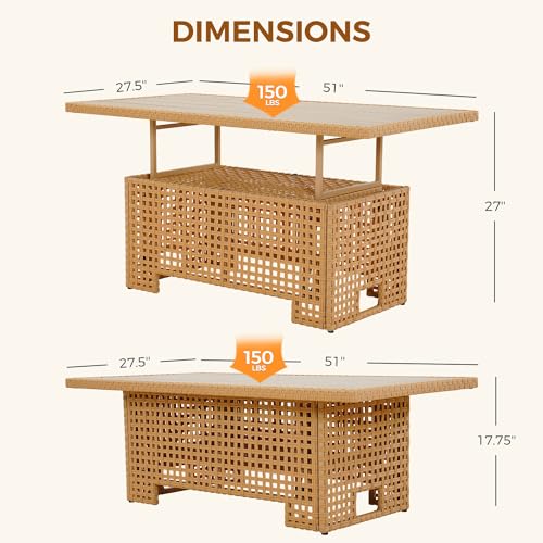 Grand patio 7-Piece Wicker Patio Furniture Set, Boho Outdoor Conversation Set Sectional Sofa with Water Resistant Thick Cushions and Coffee Table, Cream - Image 16