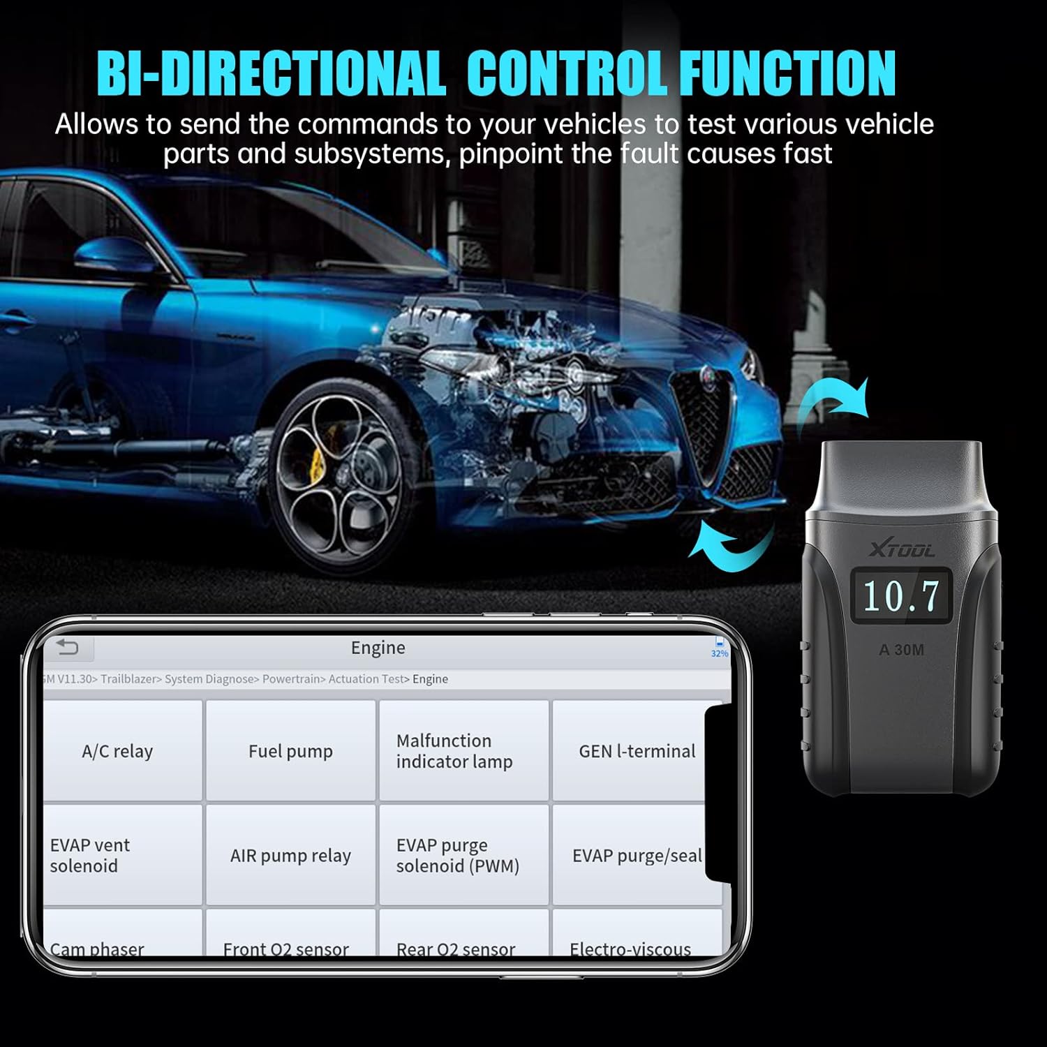 XTOOL Anyscan A30M Wireless OBD2 Scanner for Android & iOS(2022 Newest), Bi-Directional Scan Tool with All Systems Diagnostics, 21 Services, ABS Bleeding, Injector Coding, Upgrade Ver. of A30, A30D - Image 2