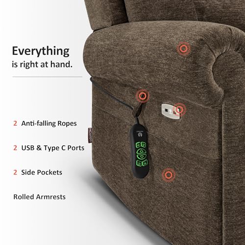 MCombo Triple Motor Power Lift Recliner Chair with Massage and Lumbar&seat Heating, Rolled Arms, Adjustable Headrest for Elderly People, Fabric 7888 (Coffee, Medium) - Image 33