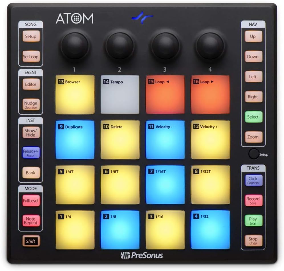 PreSonus AudioBox 96 Audio Interface (May Vary Blue or Black) Full Studio Bundle with Studio One Artist Software Pack, ATOM MIDI/Production Pad Controller, Eris 4.5 BT Pair 2-Way Bluetooth Monitors - Image 6