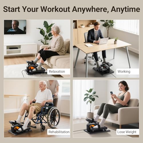 Elliptical Exercise Machine, Under Desk Ellipse Leg Exerciser for Home Office, Quiet Electric Seated Pedal Elliptical for Seniors with 12 Adjustable Speeds, Remoter, Footstraps - Image 8