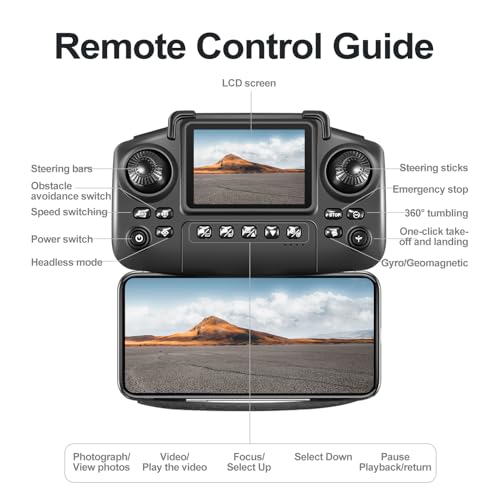 E88 Drone with Screen Controller with SD card, Foldable Mini Drone for Beginners, 2 Batteries, 360?? Flips Waypoint Fly, Active Obstacle Avoidance, One Key Take Off/Landing. (2 batteries – Black) - Image 7