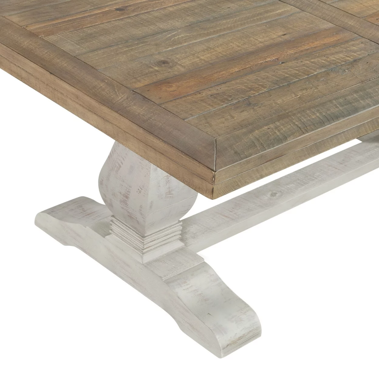 19 Inch Coffee Table with Pedestal Base, Brown and White- Saltoro Sherpi - Image 4