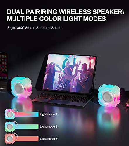 Waterproof Bluetooth Speaker IPX7, Shower Speaker with Dynamic Lights, TWS Mode, Loud Stereo Sound, Robust Bass, Portable Wireless Speaker with 24H Playtime for Kayak, Beach/Trip/Gifts for Unisex - Image 7