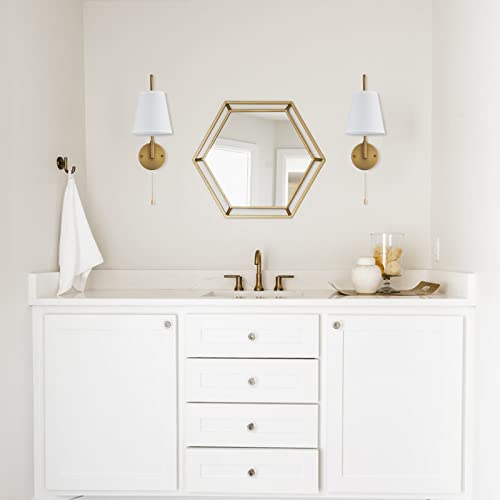 PASSICA DECOR Hardwired Wall Sconces Set of Two 2 Pack with Pull Chain ON Off Matte Black Swing Arm Lighting Modern Vintage Lamp Industrial White Fabric Wall Light for Bedroom Farmhouse Living Room - Image 8