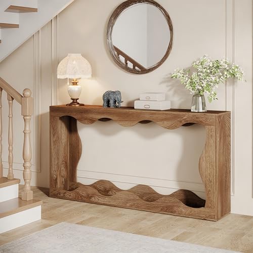 Tribesigns 63 Inches Farmhouse Console Table with Storage, Couch Table Behind Sofa, Long Entryway Sofa Station, Narrow Console Stand, Hallway Stand for Entryway Living Room, Brown - Image 15