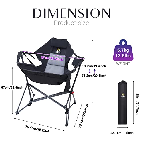 Nice C Hammock Camping Chair, Camping Chair Rocker, Swinging Chair, High Back with Stand, Cup Holder, Side Pocket, Heavy Duty (1-Pack) - Image 4