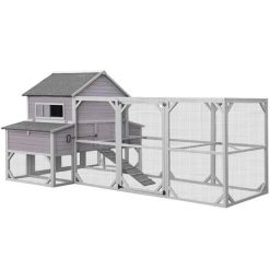 Aivituvin Large Chicken Coops for 15 – 20 Chickens, 3-Section Nest Box, 146 in, Size: 146(Large) x69(W) x67(H), Gray