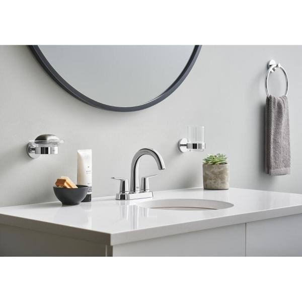Grohe Veletto 4 in. Centerset 2-Handle High-Spout Bathroom Faucet in Starlight Chrome 20582000 - Image 5