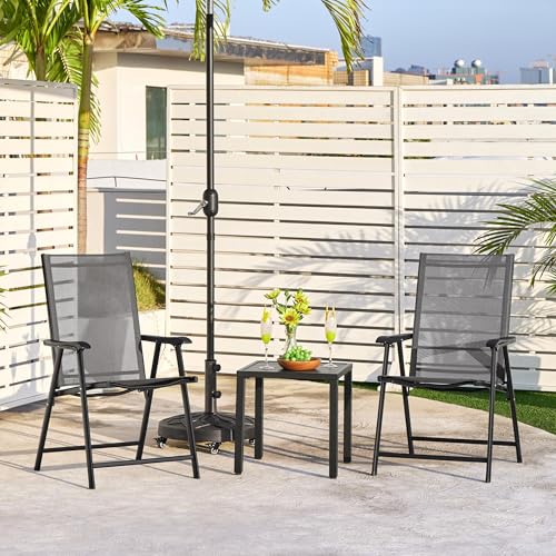 Yaheetech Patio Dining Chairs Set of 4 with Armrests, Outdoor Folding Chairs with Metal Frame and Backrest for Lawn, Garden, Yard and Poolside, Black - Image 34