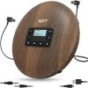 HOTT CD611 Portable CD Player for Home Travel and Car with Stereo Headphones, Anti-Shock ,Wood Grain