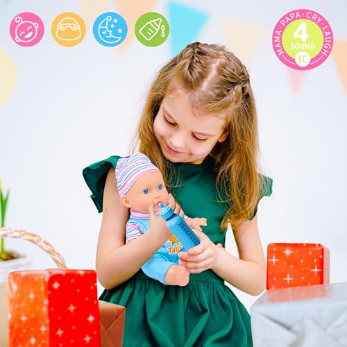 Baby Doll Toys Set, 14 Doll Toys, 25Pcs Dolls Care Toy Playset, Toddlers Toy Doll Set Incl Cradle Crib, High Chair, Milk Bottle, Pacifier, Diaper, Baby Gift for Age 3 4 5 6+ Years Old Girls Boys - Image 15
