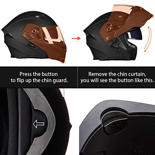 ILM Motorcycle Dual Visor Flip up Modular Full Face Helmet DOT 6 Colors Model 902 - Image 25