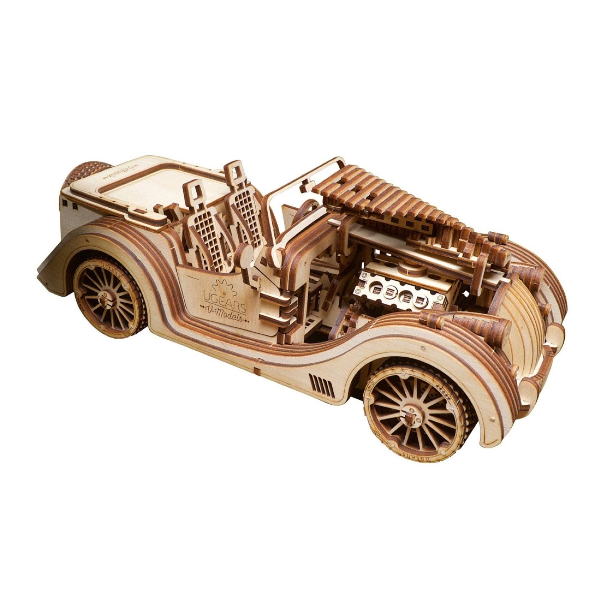 UGears Mechanical Models Roadster VM-01 3-D Wooden Puzzle - Image 2