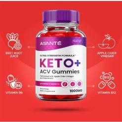Alternative view of (3 Pack) Asante Keto ACV Gummies for Weight Loss Apple Cider Vinegar Vitamin B12 (180 Gummies)