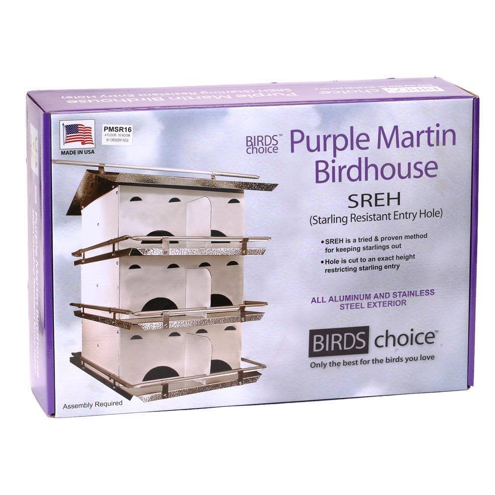 Birds Choice PMSR16 Starling Resistant Purple Martin House 4 Floor u0026 12 Room - Image 3