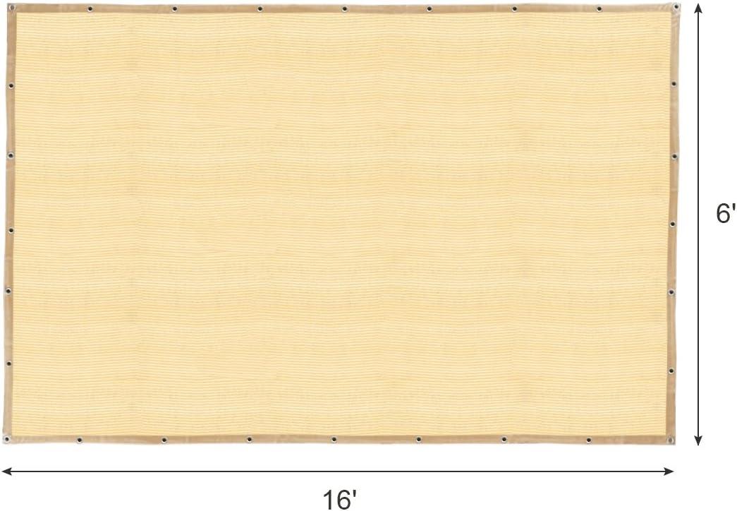 Shatex 90% Shade Fabric Sun Shade Cloth Taped Edge with Grommets Sun-Block Mesh Shade for Pergola Cover Canopy 12?? x 20??, Wheat, 12 Bungee Balls - Image 12