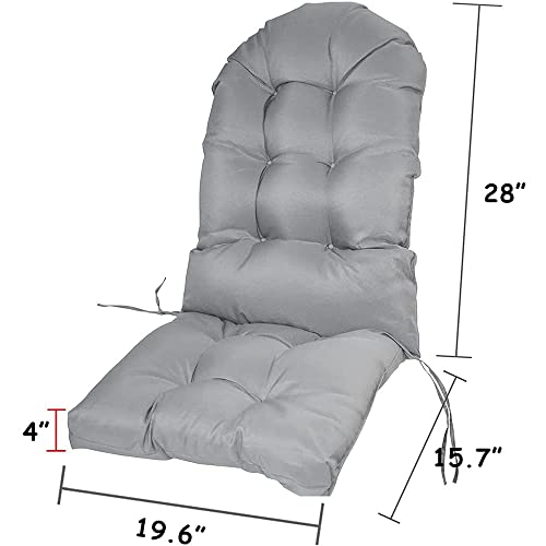 Adirondack Chair Cushion, High Back Indoor Outdoor Patio Tufted Lounge Cushion, Waterproof & Uv-Resistant Seat Pads for Patio Lawn Furniture,Gray - Image 4