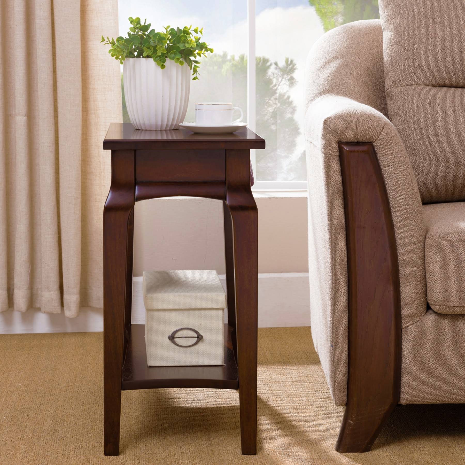 Leick Home Stratus Narrow Chairside Table, Heartwood Cherry - Image 4