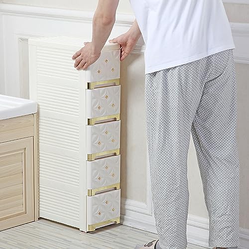Narrow Bathroom Removable Medicine Cabinet Tall Corner Cabinet with Storage Drawers and Casters, Side Cabinet Crevice Shelf for Kitchen, Living Room, Laundry Room, Bedroom - Image 4