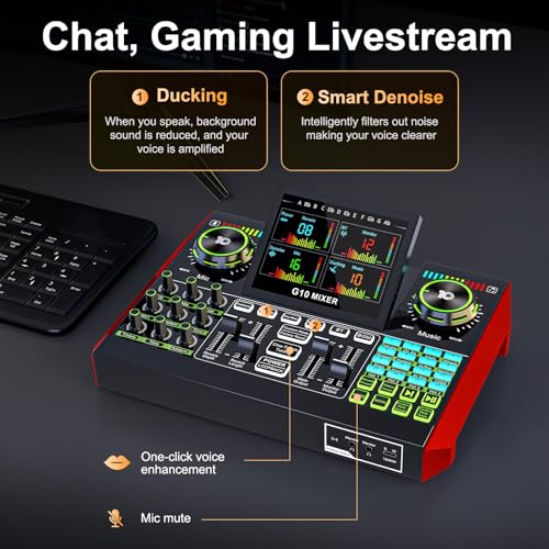 Podcast Microphone Bundle with Live Sound Card Audio Mixer, Podcast Equipment Bundle with 3.5mm Condenser Microphone for Pc/Phone Live Streaming Singing Gaming, Sound Board with Voice Changer, Denoise - Image 13
