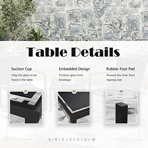 Greesum 4 Pieces Patio Furniture Set, Outdoor Conversation Sets for Patio, Lawn, Garden, Poolside with A Glass Coffee Table, Black - Image 12