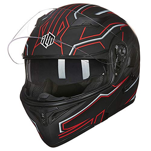 ILM Motorcycle Dual Visor Flip up Modular Full Face Helmet DOT 6 Colors Model 902 - Image 22