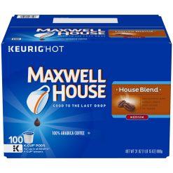 Maxwell House Coffee, 100% Arabica, Medium, House Blend, K-Cup Pods – 100 pods, 31 oz