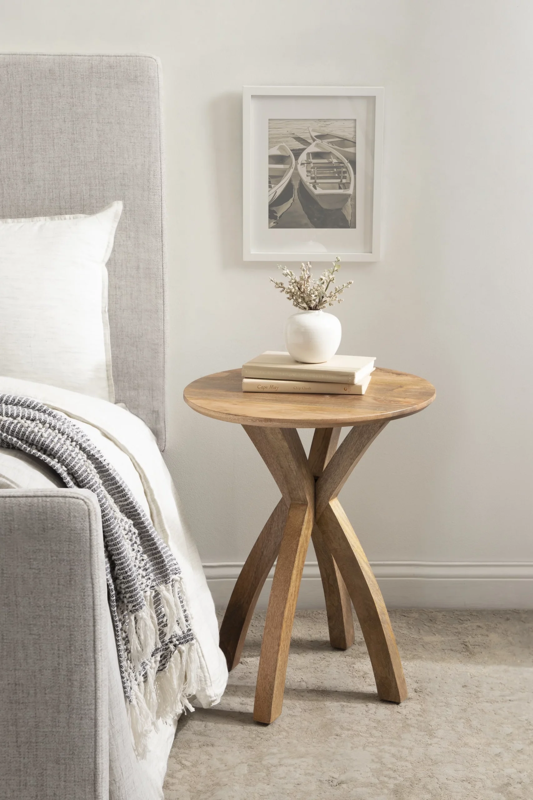 Kate and Laurel Soleyn Mid-Century Round Wood Side Table, 20 x 20 x 25, Natural, Decorative End Table with Boho Style for Use as Bedroom Nightstand or Living Room Accent - Image 10