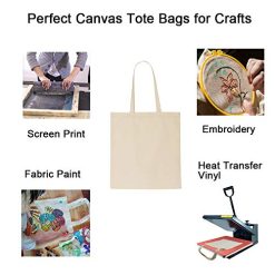 Alternative view of FunisFun 12 Pack Blank Canvas Tote Bags Bulk Reusable Shopping Grocery Bag for Crafts with a PTFE Teflon Sheet DIY