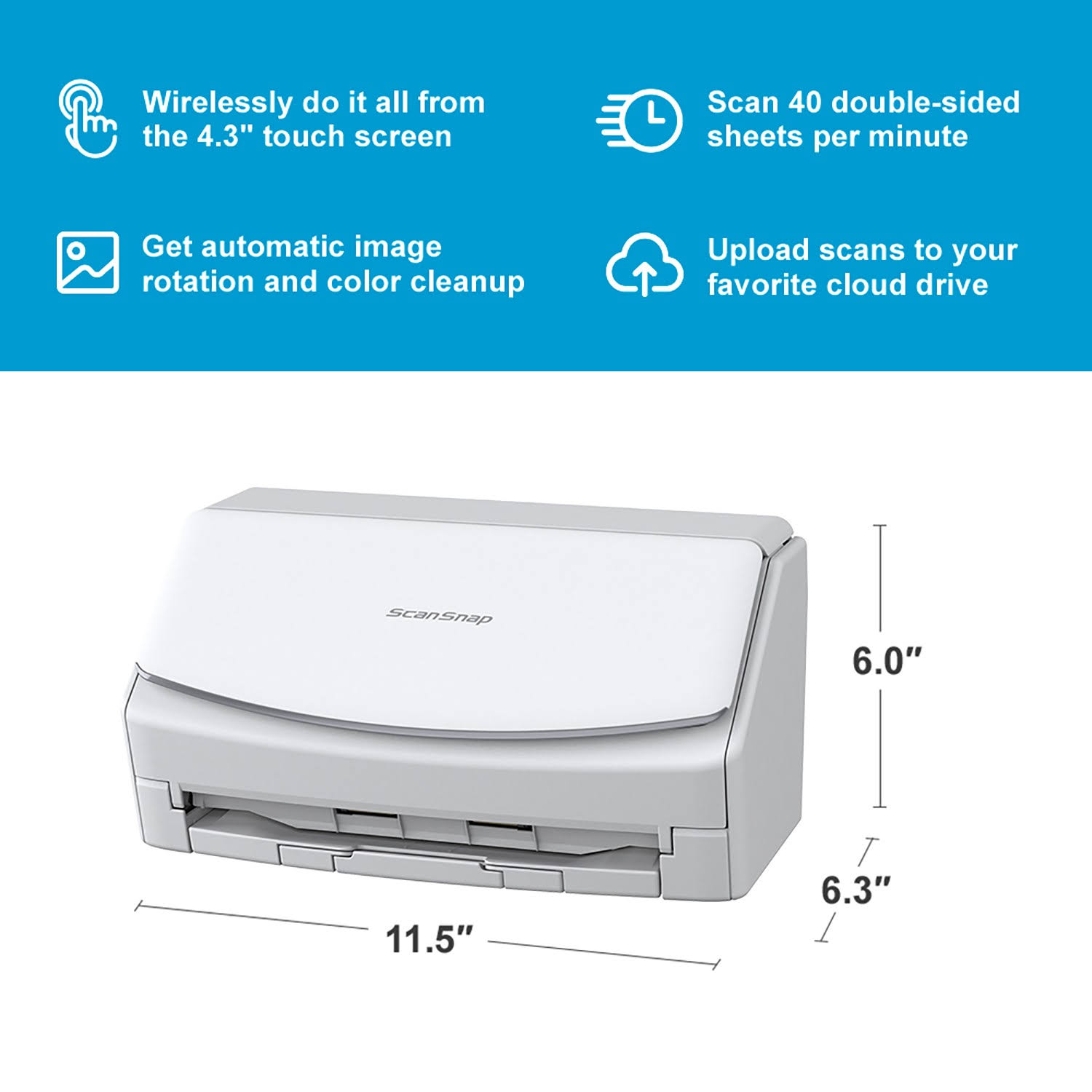 Fujitsu ScanSnap iX1600 Scanner White - Image 2