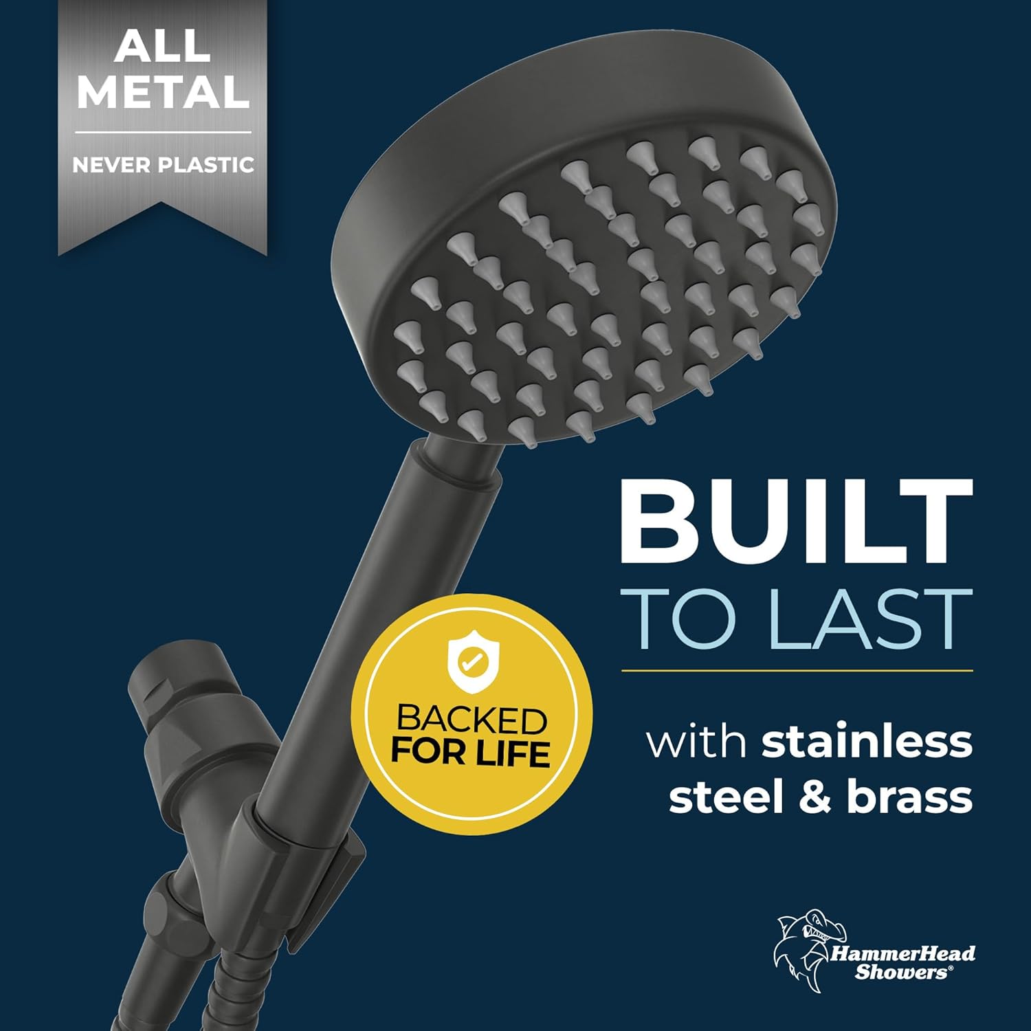 HammerHead Showers? Solid Metal LOW FLOW Handheld Shower Head with Hose and Brass Holder – OIL RUBBED BRONZE ?C Water Saving 1.75 GPM Detachable Shower Head – Adjustable Shower Wand Bracket & 6ft Hose - Image 28