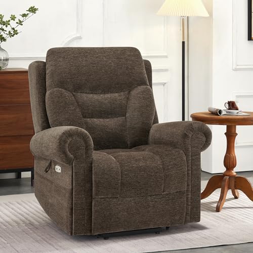 MCombo Triple Motor Power Lift Recliner Chair with Massage and Lumbar&seat Heating, Rolled Arms, Adjustable Headrest for Elderly People, Fabric 7888 (Coffee, Medium) - Image 28