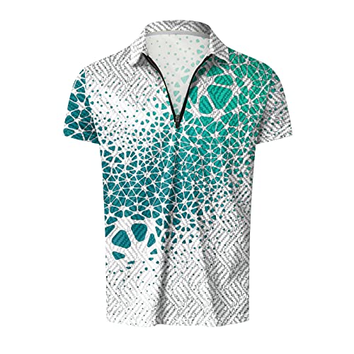 Mens Printed Outfits Zipper Short Sleeve Lapel Shirts Short 2 Piece Outfits Sets For Men Summer Beach Outfits Suits - Image 4